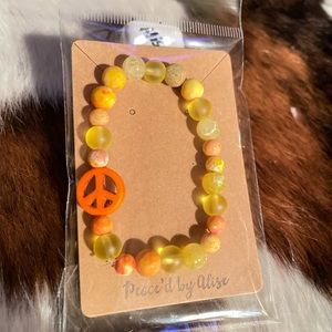 NEW w jade & agate, peace sign stretch bracelet custom PeacedbyAlise fun
